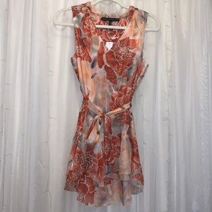 White House Black Market Floral Sleeveless Top - Orange and White